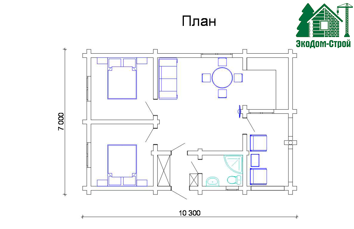 Дом из сруба Ставрополь-1 План