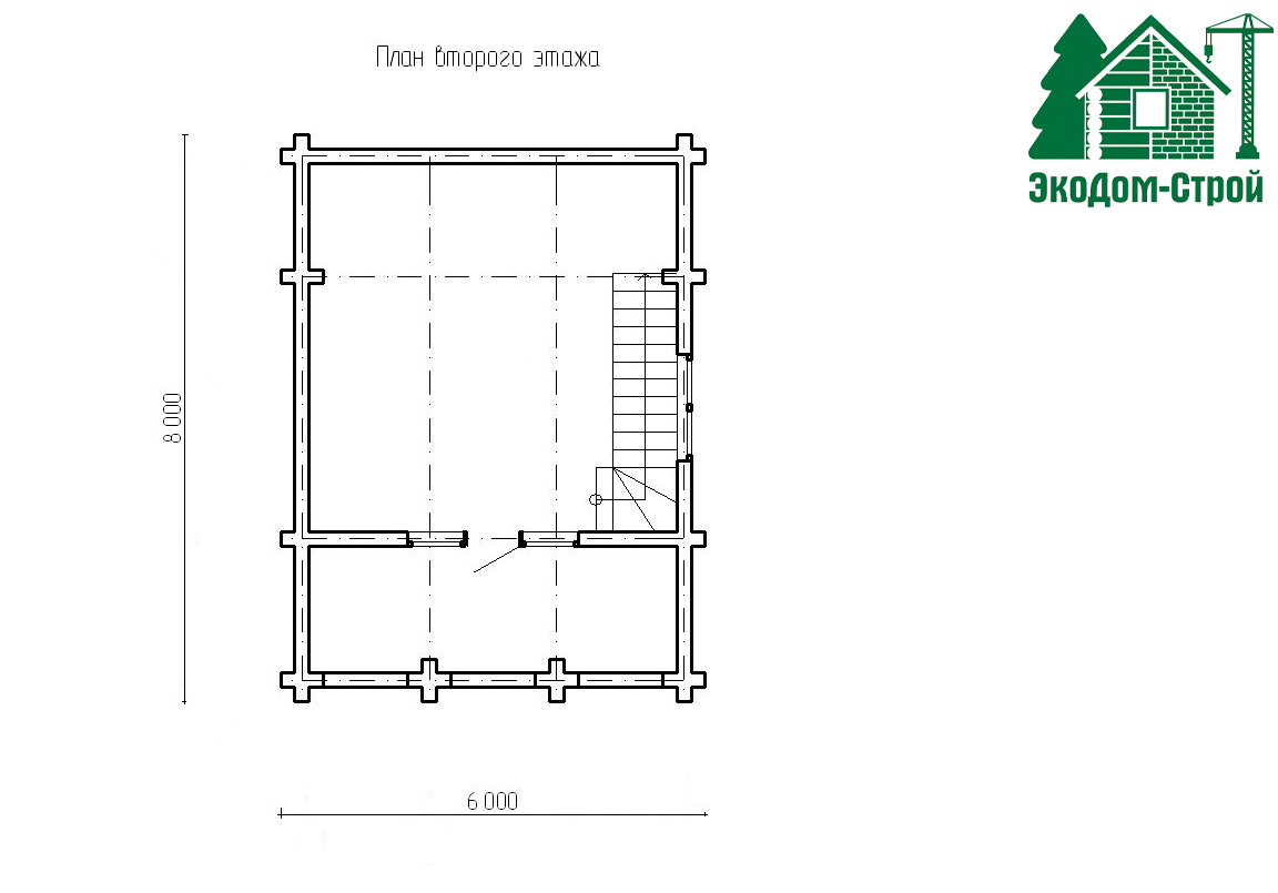 Дом из сруба Гуамка-1 План второго этажа