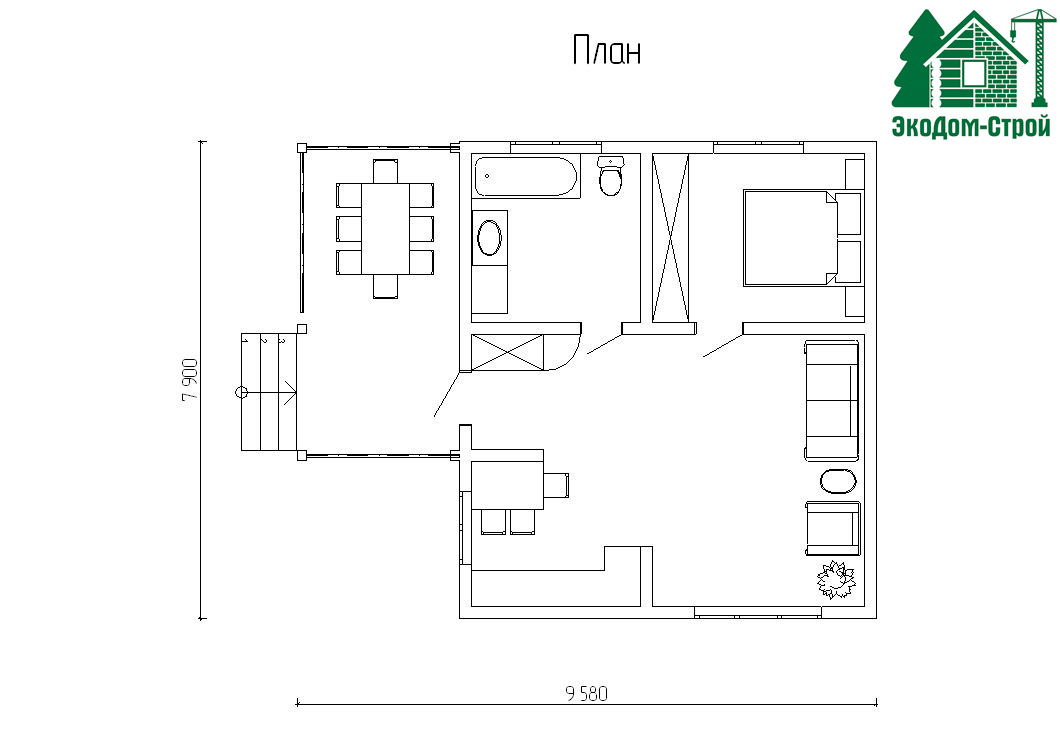 Дом из бруса ЕйскК-3 План