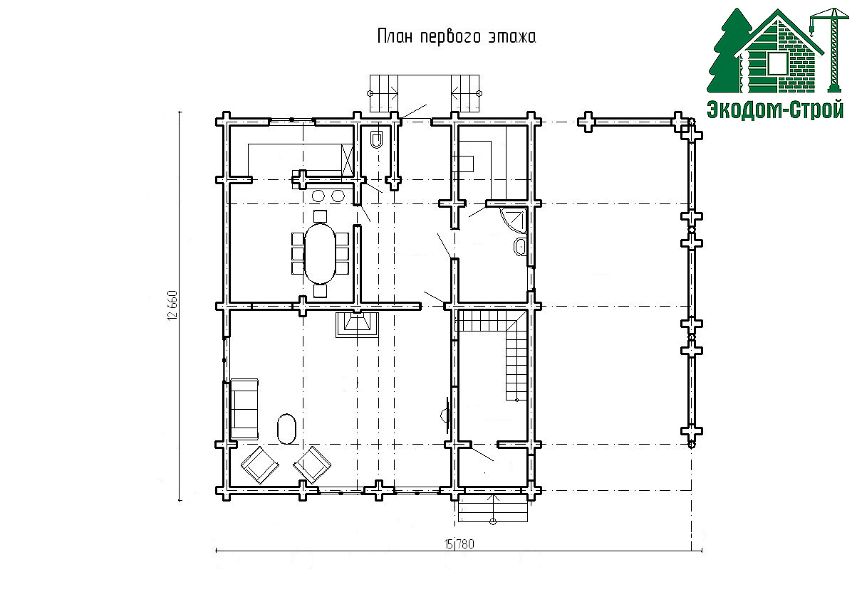 Дом из сруба Армавир-1 План первого этажа