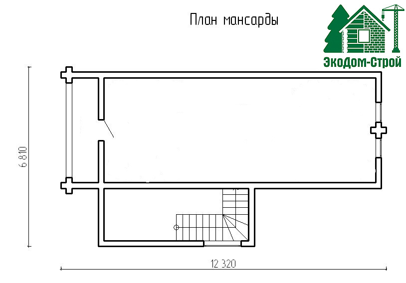 Рубленый дом Ейск-7 План мансарды