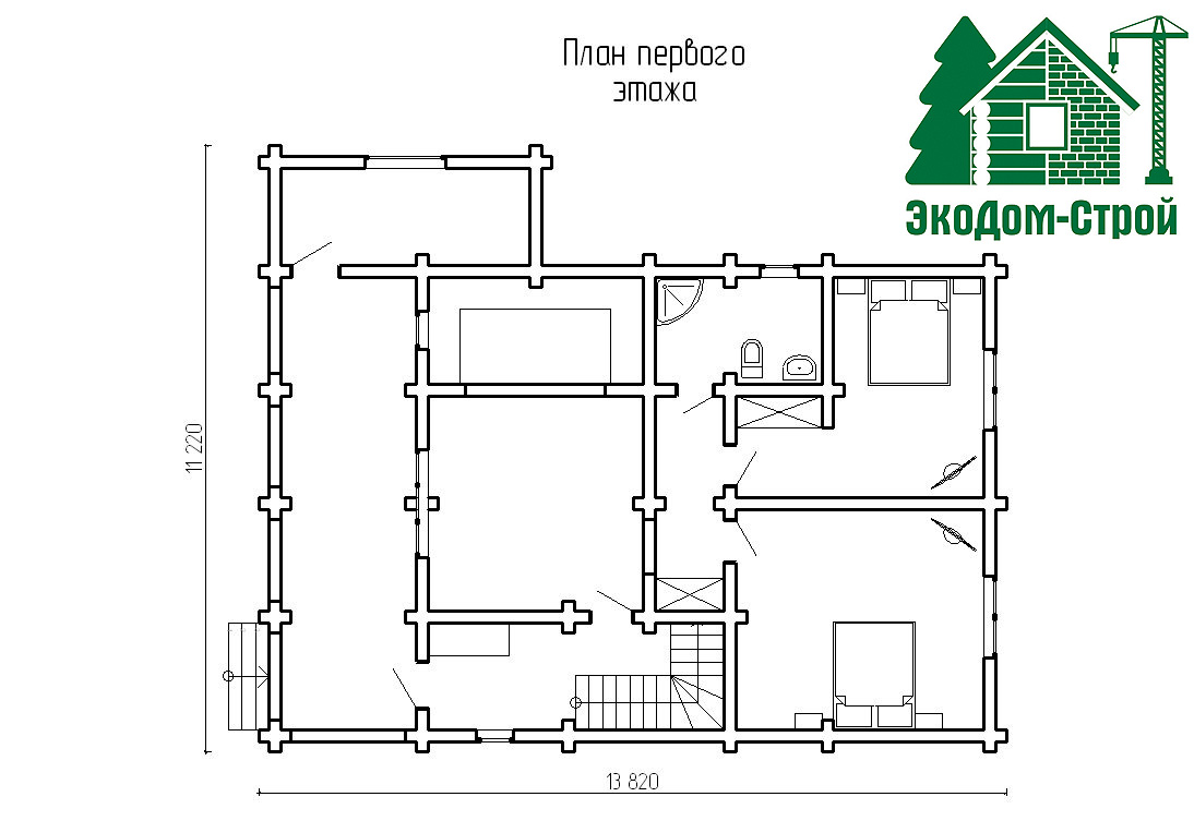 Рубленый дом Сочи-1 План первого этажа