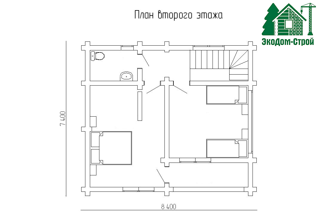 Дом из бруса Волгоград-1 План второго этажа
