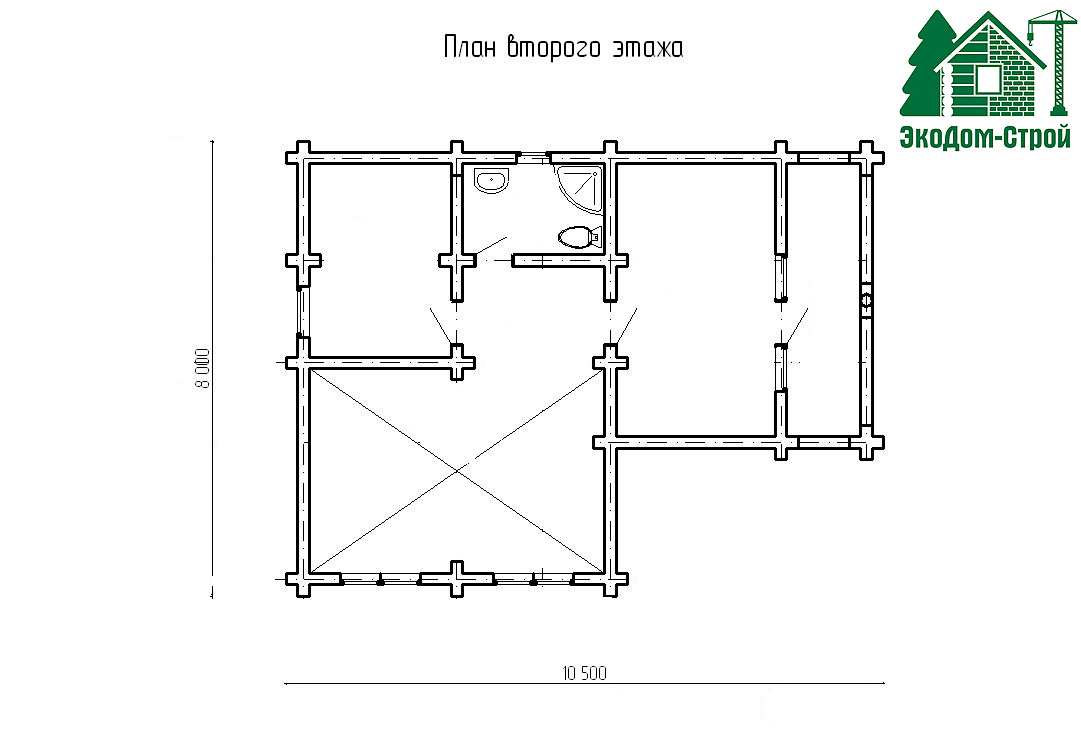 Дом из сруба Гуамка-2 План второго этажа