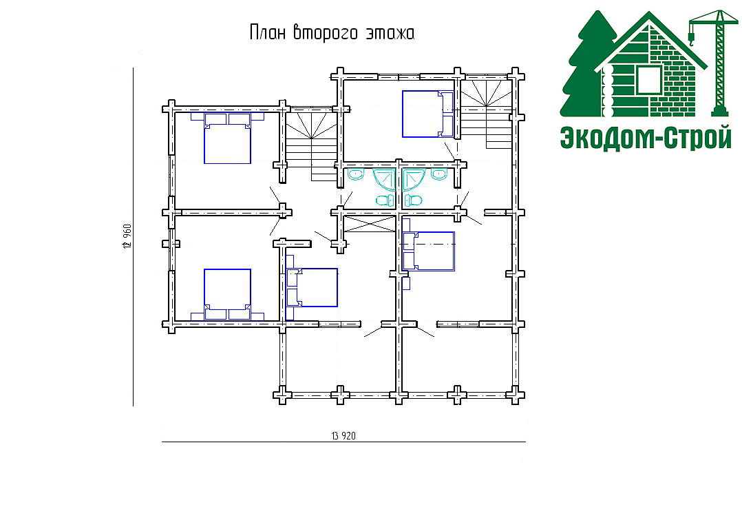 Рубленый дом Краснодар-2 План второго этажа