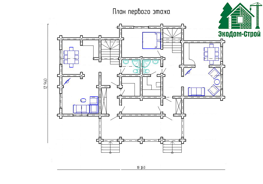 Рубленый дом Краснодар-2 План первого этажа
