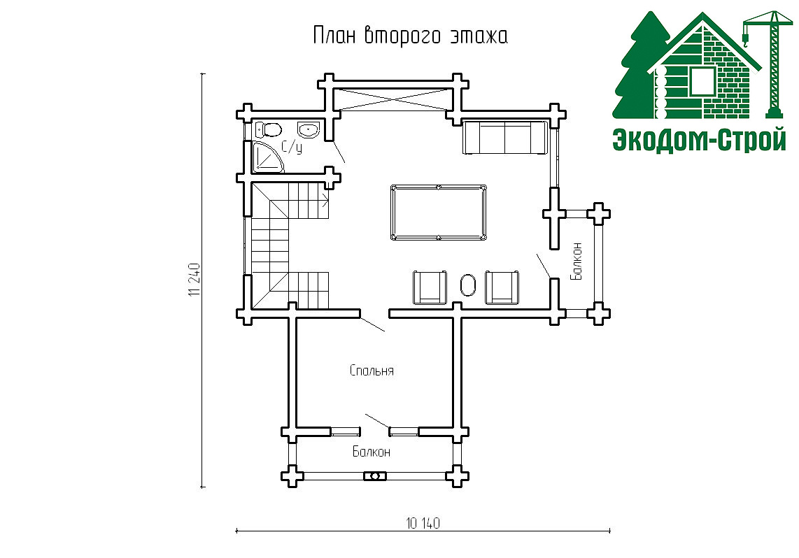 Рубленый дом Старочеркаск-1 План второго этажа